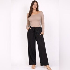 Capella Taupe Square Neck Long Sleeve Top | Size Small